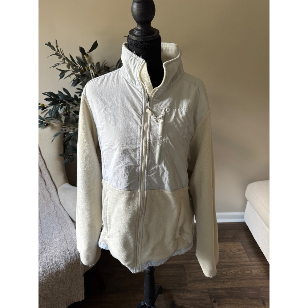 The North Face Denali Fleece Jacket Cream Off White Full Zip Womens Large